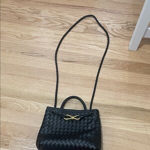 Elegant Black Woven Handbag